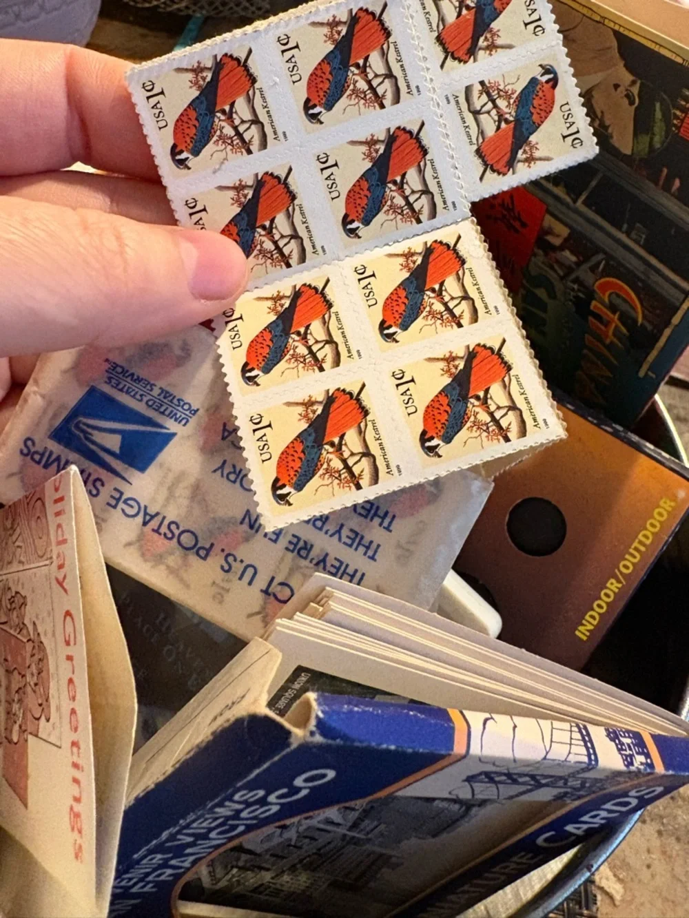 Vintage US Postal Service Holiday Stamps - Red & Blue Bird Design